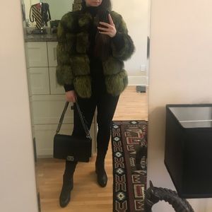 Green fox fur jacket by Twenty Fall